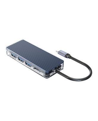 Orico 8 Port 3 x USB3.0|1 x RJ45|1 x HDMI|1 x Type-C(PD 20V)|1 x TF/SD Transparent Hub